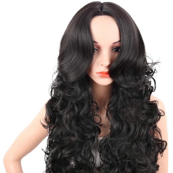 ✨Kia 28” BLACK CURLY MIDDLE PART Wig *NWT*✨ main image 5